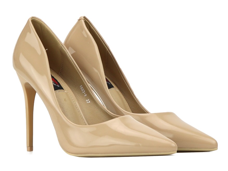 Nude10 cm Beige Women's Patent Leather High Heels