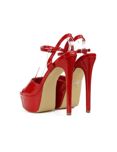Red platform stiletto sandals lacquer shoes