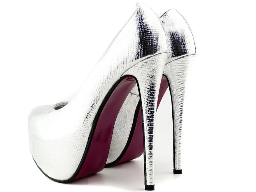 Strieborné platformové ihlice z ekokože