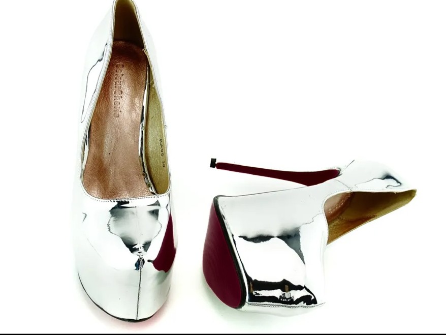 Silver mirrored platform stilettos