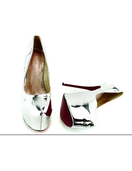 Silver mirrored platform stilettos