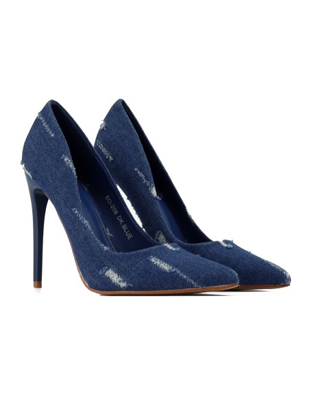 Marineblaue Damen-Stilettos 11 cm aus Denim