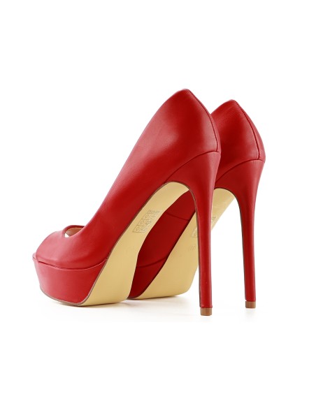 Red matte platform stilettos eco leather