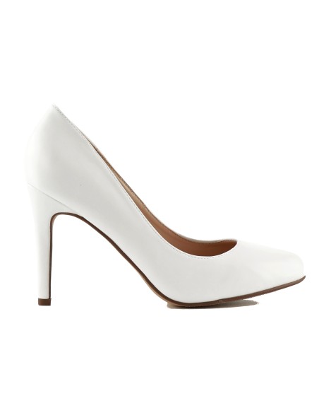 Pompe stiletto albe pentru femei din piele ecologică mată 9 cm