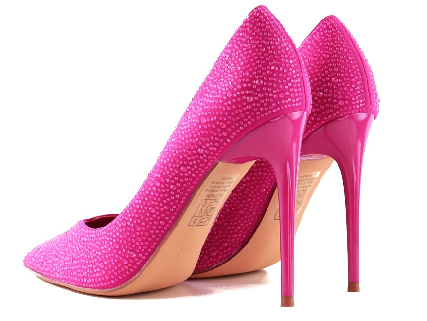 Fuchsia rosa Stilettos mit Zirkonia und Glitzer High Heels