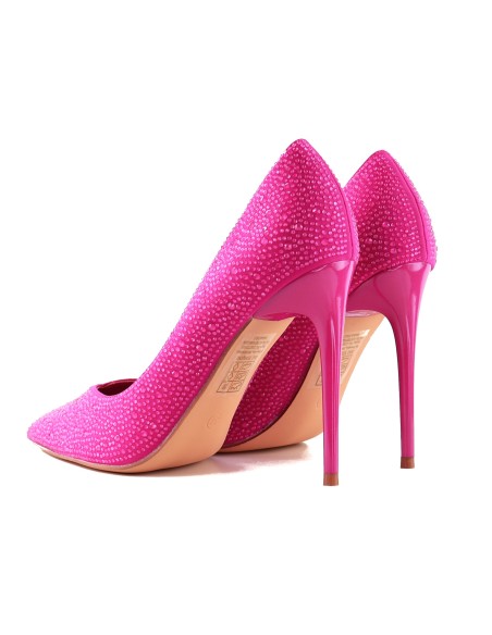 Talons aiguilles rose fuchsia avec zircon et paillettes