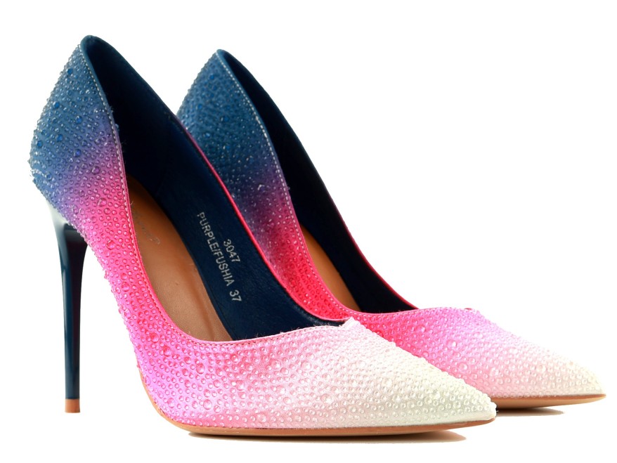 Marineblaue ombre Stilettos mit Zirkonia-Absätzen