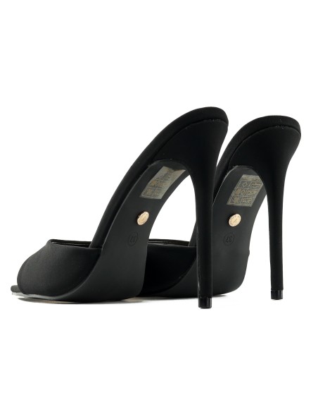 Női fekete matt stiletto sarkú flip-flop hegyes orrú női flip-flopok
