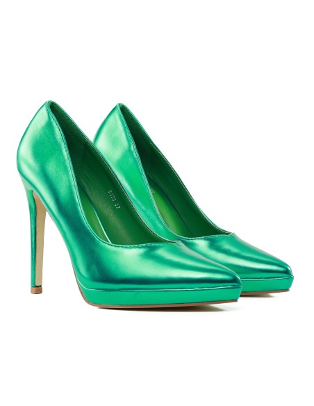Grüne metallische Plateau-Stilettos 11 cm
