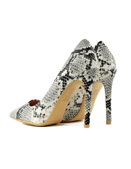 Schwarz-weiße Damen Stilettos Snake 10 cm mit Schlangenhautmuster