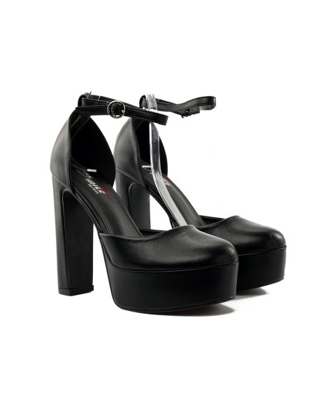 Schwarze Damen Stöckelschuhe mit Knöchelriemen