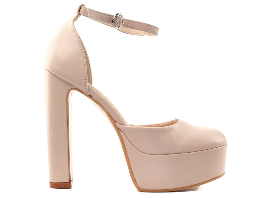Smėlio spalvos nude platforminiai bateliai 14 cm ilgio