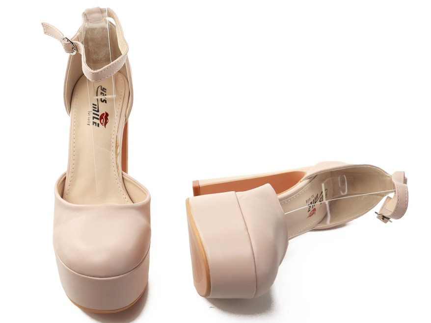 Bēšas krāsas nude platformas stilettes 14 cm post