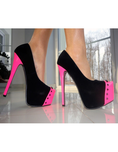 SZPILKI WYSOKIE CZARNE KOTURNY KOLCE