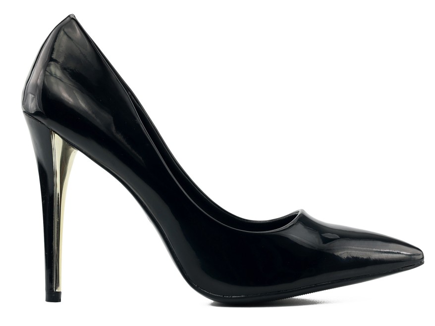 Escarpins classiques à talons hauts en cuir verni noir