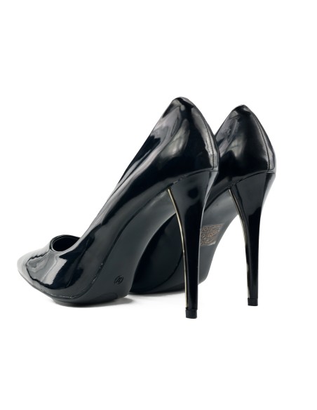 Classic black patent leather stiletto heels