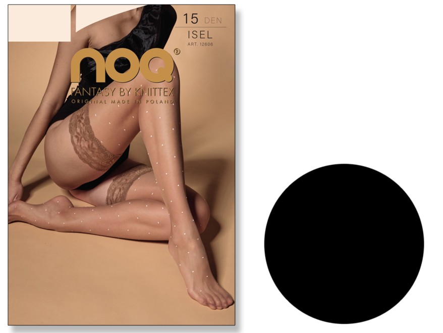 Isel 15 DEN Polka-Dot Hold-Up Stockings with Lace