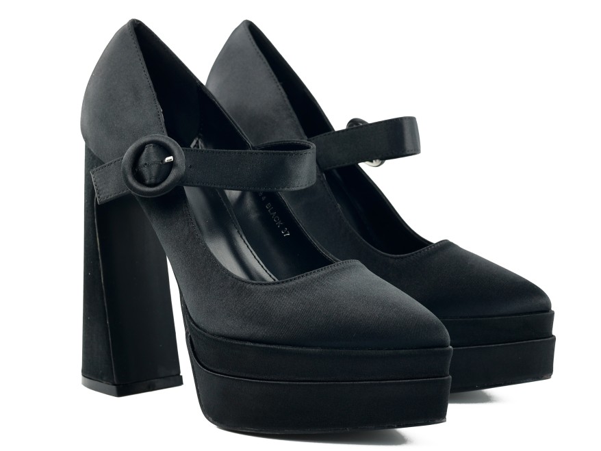 Schwarze Plateau-Schuhe mit hohem Absatz