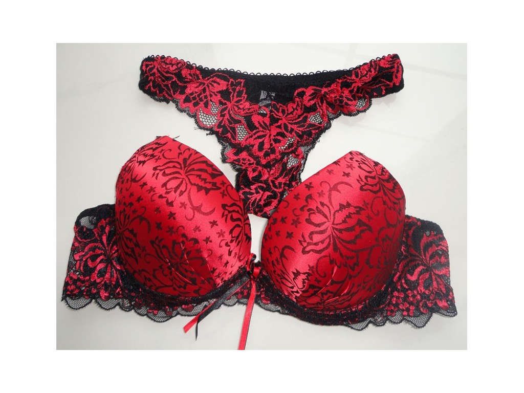 DESSOUS-SET ROTER SATIN-STRING - SKLEP KOKIETKI