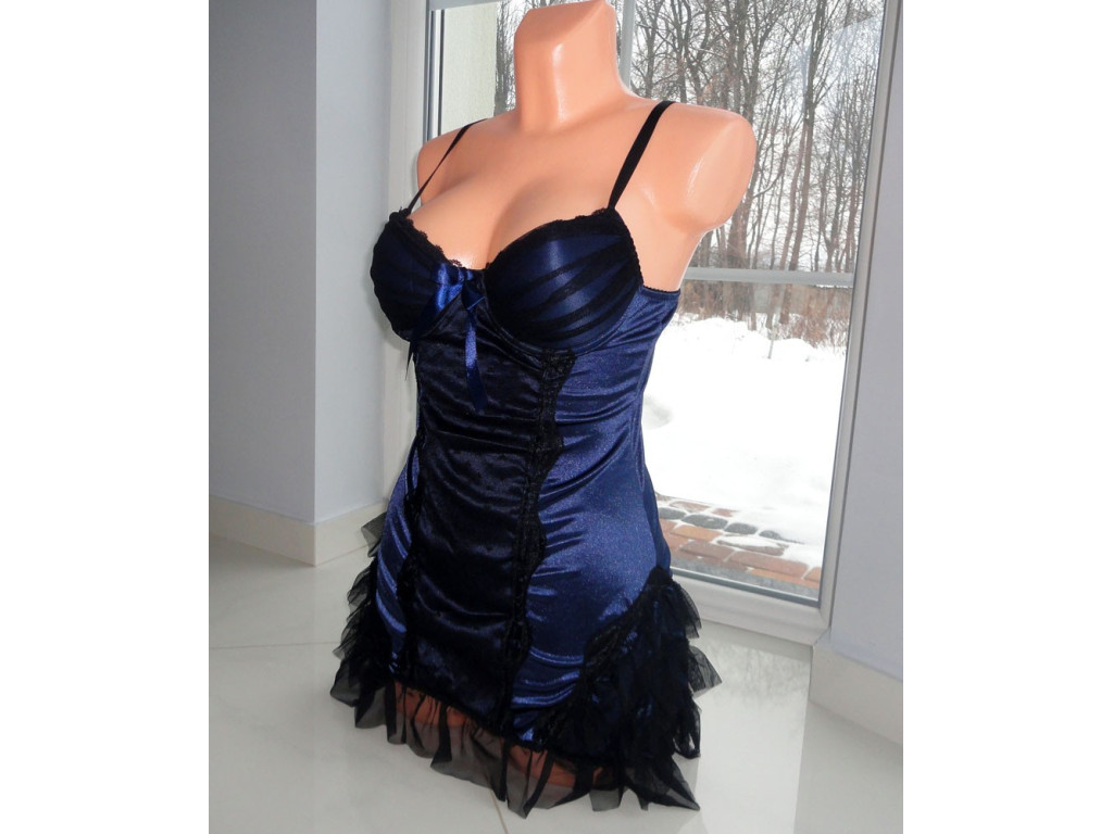 SATIN BLUE LACE NIGHTDRESS - 2