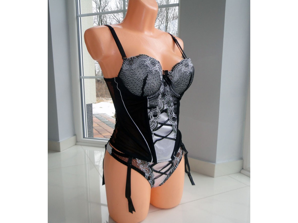 GORSET KOMPLET BIELIZNY PUSH UP BIAŁO 