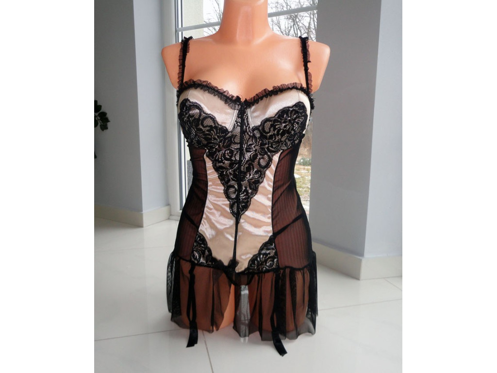 NIGHTDRESS Korzet BÉŽOVÁ SÍŤ
