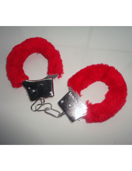 RED HANDCUFFS WITH A CAN OF SEXY BSDM - 1