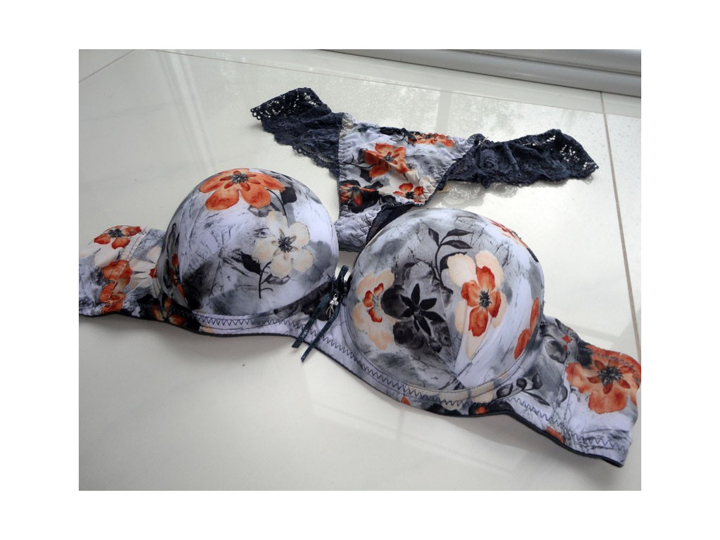 LINGERIE SET SATINOVÉ GRAFITOVÉ STRUNY - 1