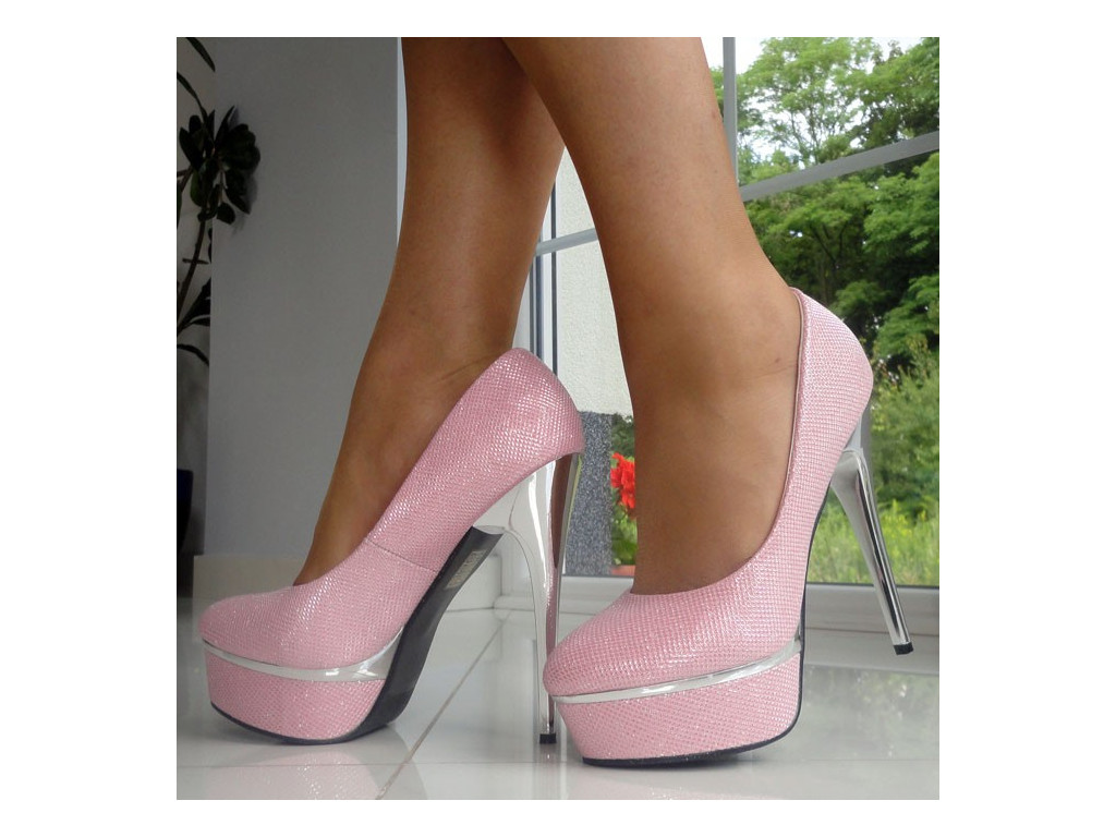 SLIPPERS BUTY BLIZGUČIAI ROŽINĖ PLATFORMA - 1