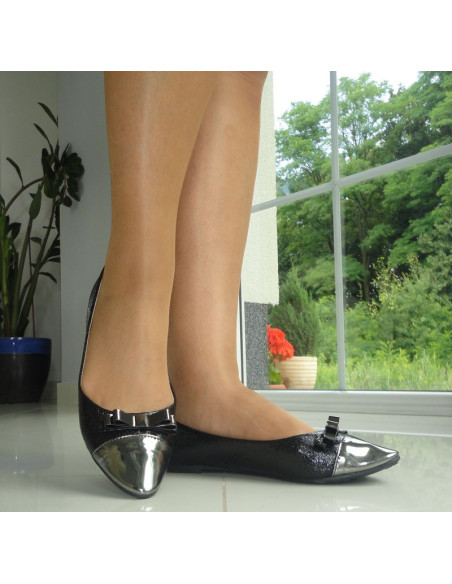 BALERINKI CZARNE BUTY DAMSKIE PŁASKIE BALERINY - 4