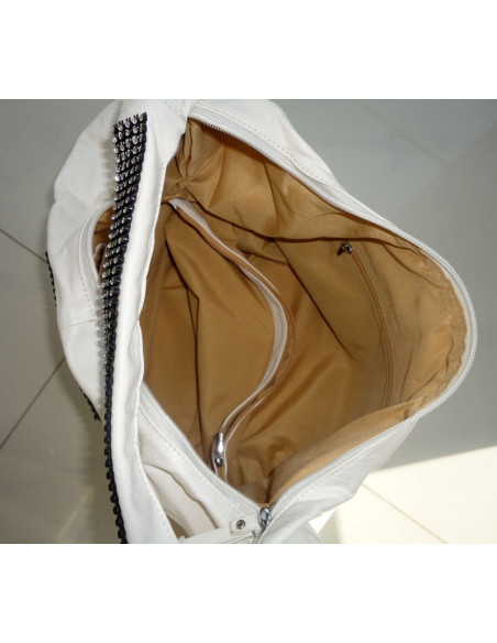 WEIßE TASCHE GROßE A4-ZIRKONIA-SCHULTERTASCHE - 4