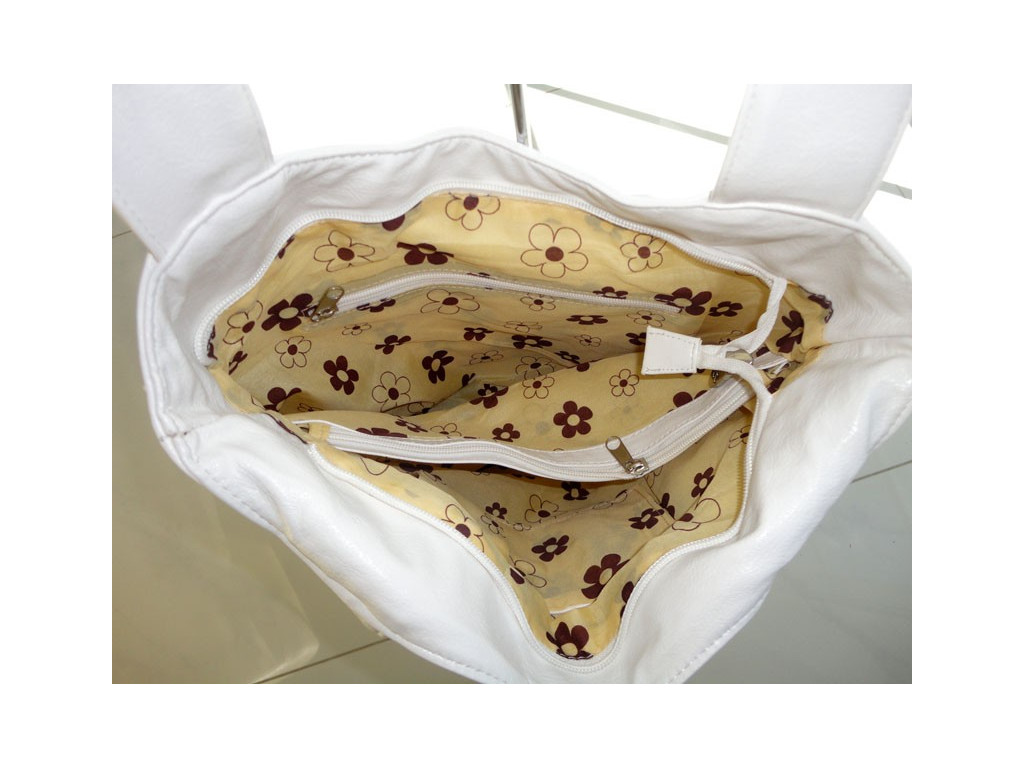 TOREBKA BIAŁA NA RAMIĘ SREBRNE NITY ĆWIEKI A4