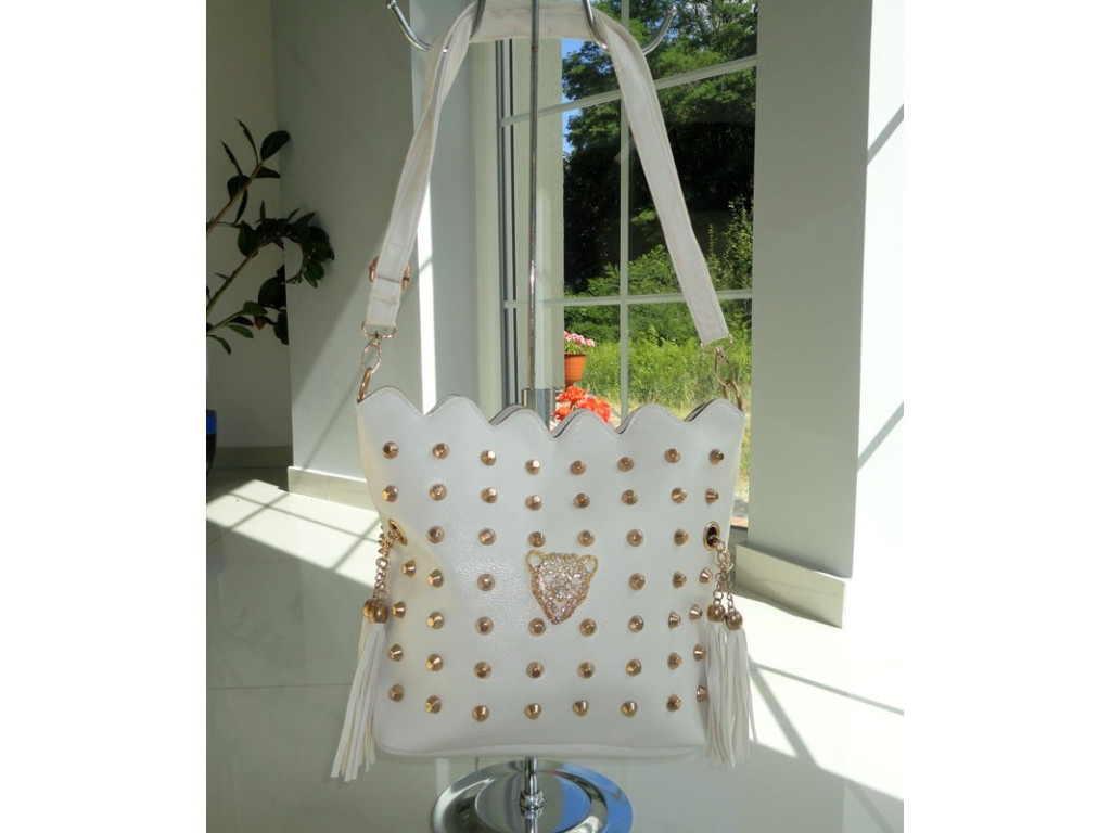 TOREBKA LISTONOSZKA BIAŁA ĆWIEKI NITY ZŁOTE DODATKI