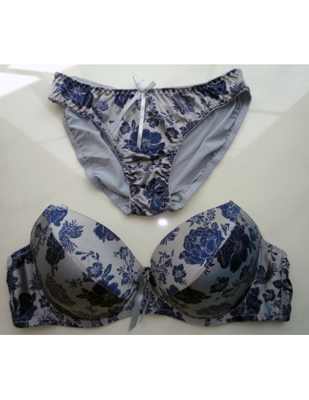 SPODNÍ PRÁDLO SADA SILVER NAVY BLUE FLOWERS OBR