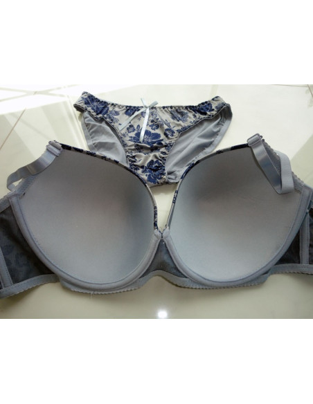 SPODNÍ PRÁDLO SADA SILVER NAVY BLUE FLOWERS OBR