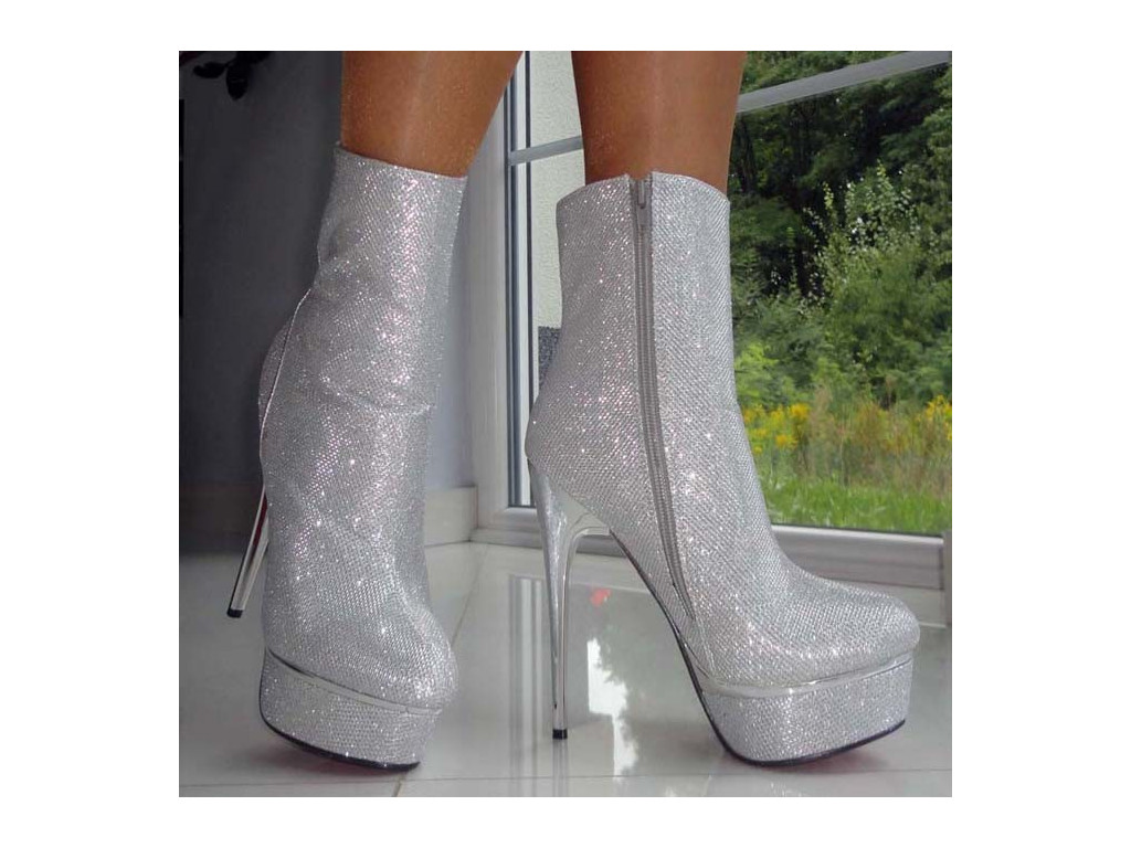 TOCURI CIZMĂ BOTANE PLATFORME ARGINT GLITTER - 4
