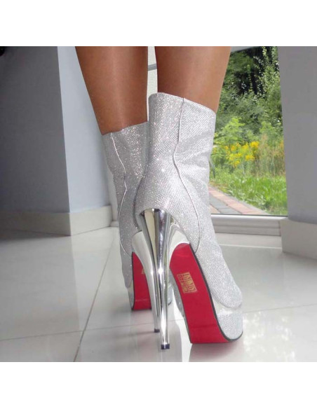 TOCURI CIZMĂ BOTANE PLATFORME ARGINT GLITTER - 5
