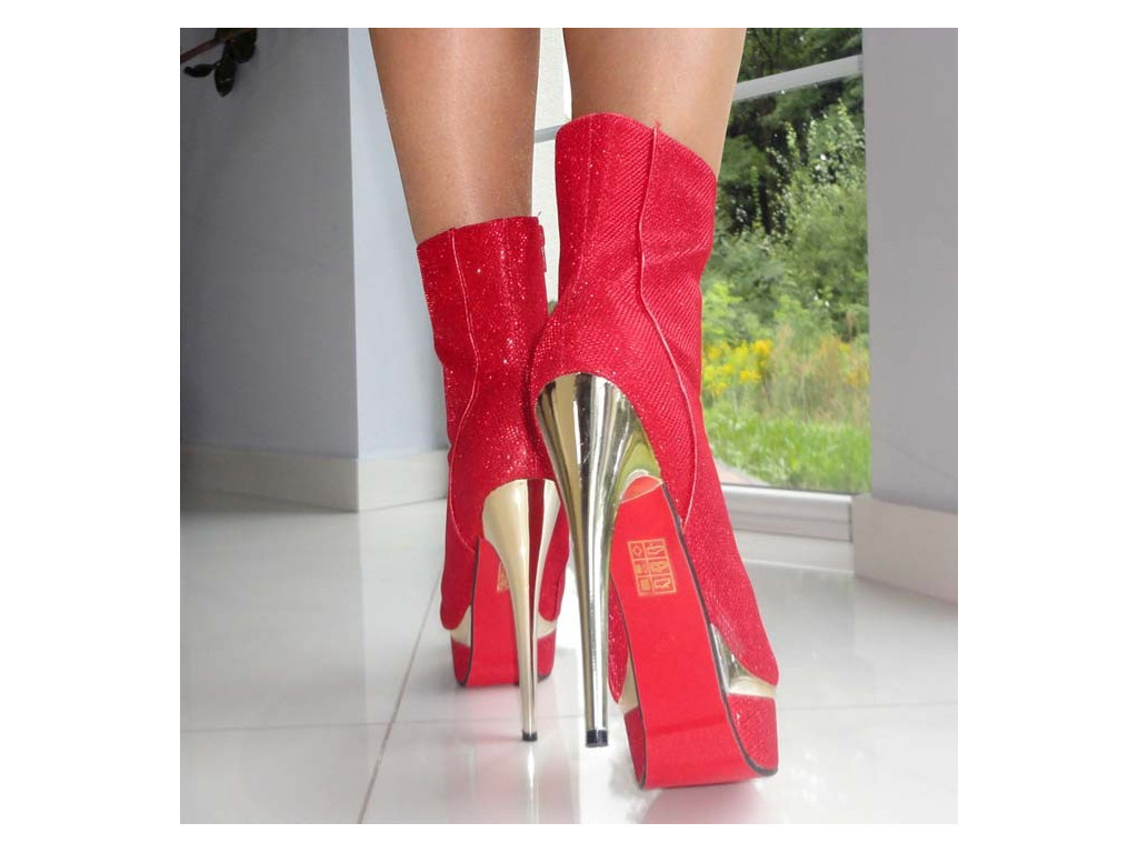 STILETTOS ZĀBAKI SARKANAS BROKĀTA PLATFORMAS - 5