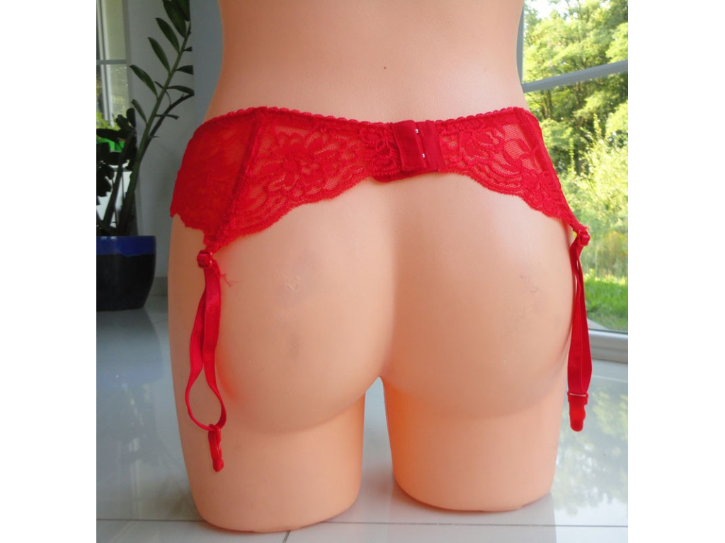 Pásek z krajky GARTER, ČERVENÝ, ŠIROKÝ