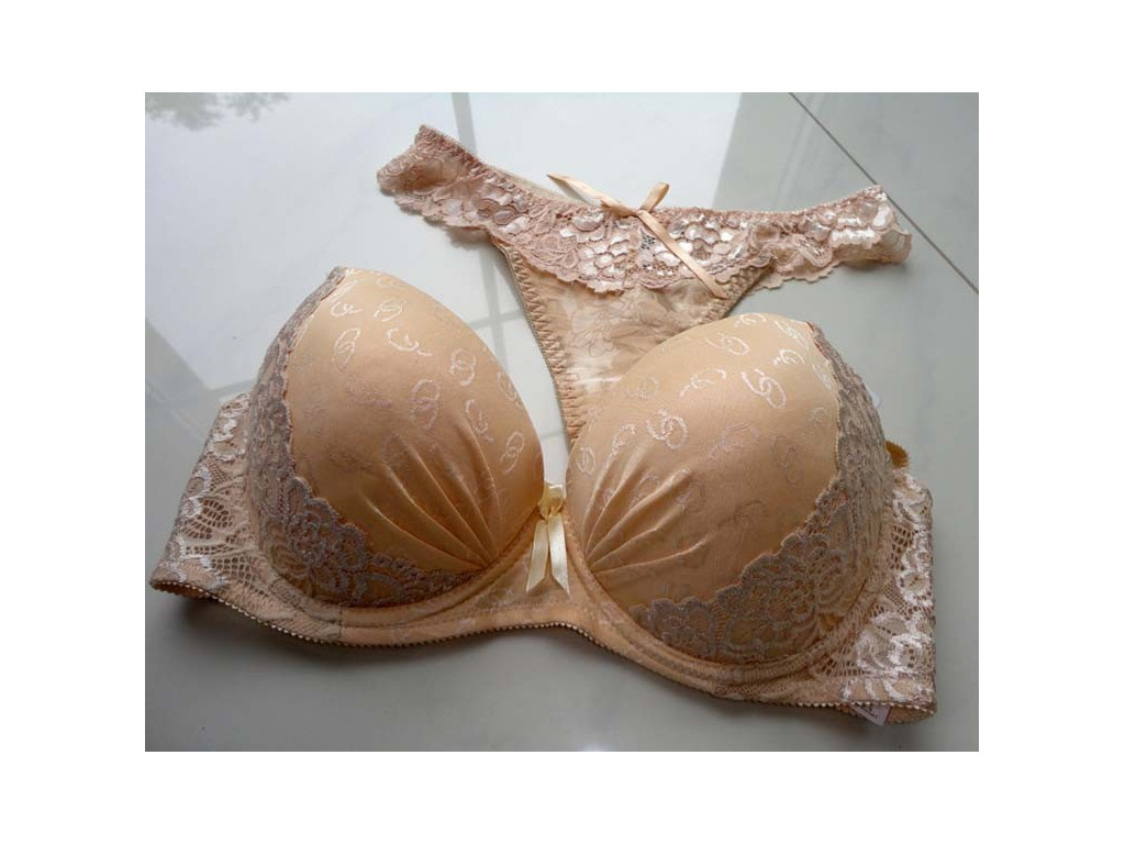 BEIGE ECRU UNDERWEAR SET LACE STRING