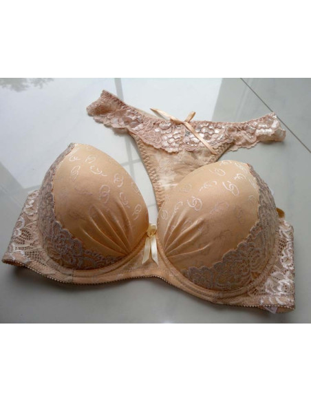 BEIGE ECRU UNDERWEAR SET LACE STRING