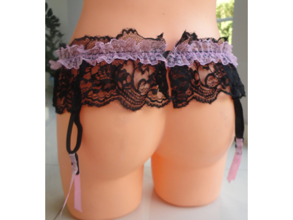 GARTEROVÝ PÁS, ČERNÝ, ŠIROKÝ, ČIPKY - 3