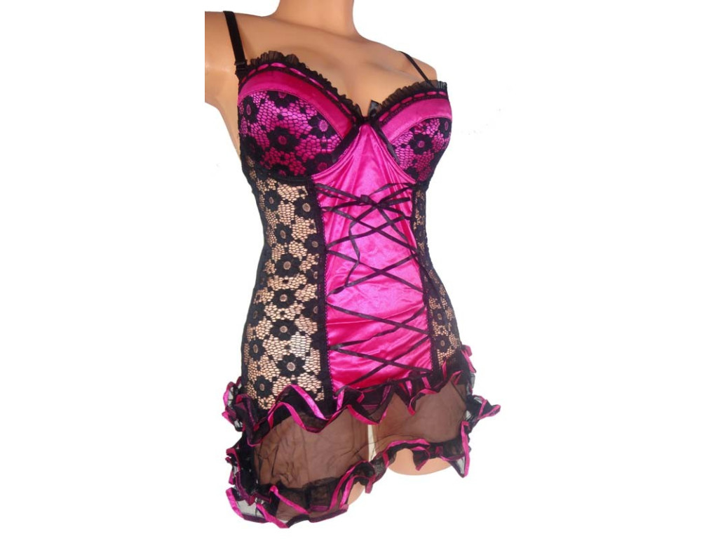 JUODI NĖRINIUOTI ATLASINIAI NAKTINIAI MARŠKINIAI - 1