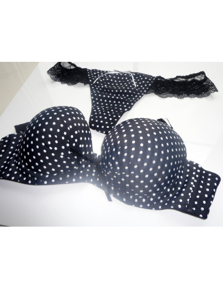 KOMPLET BIELIZNY MODELUJACY CZARNY GROCHY
