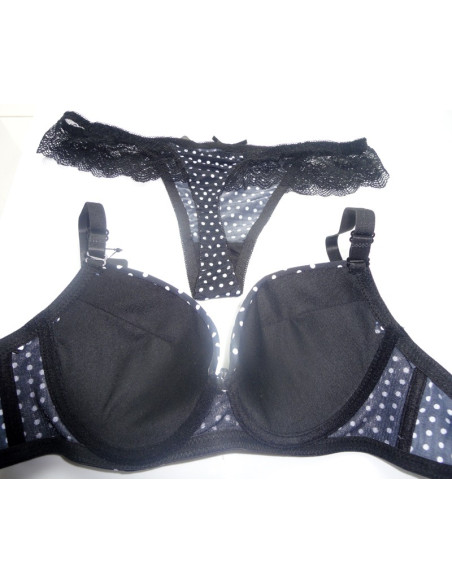 KOMPLET BIELIZNY MODELUJACY CZARNY GROCHY