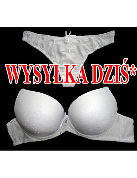 KOMPLET BIELIZNY BIAŁY GŁADKI BŁYSZCZĄCY