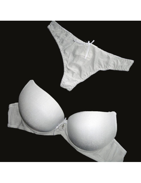 SET GLATTE WEIßE GLÄNZENDE DESSOUS - 2