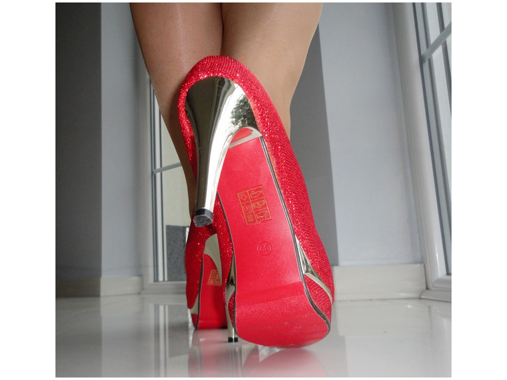 OBUV S NÍZKOU PODPATKOU GLITTER RED - 3