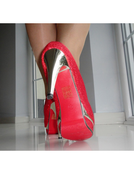 OBUV S NÍZKOU PODPATKOU GLITTER RED - 3