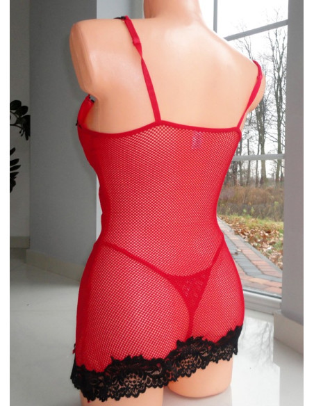 T-SHIRT AUS ROTER NETZSPITZE - 4